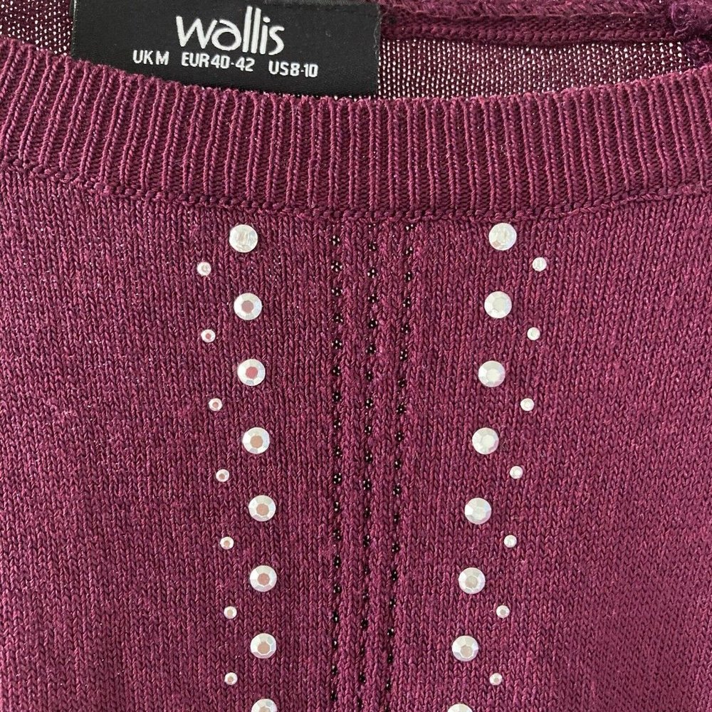 Ladies Women Knitted Long Sleeve Crew Neck Jumper Sweater Rhinestone Pullover - Picture 3 of 13